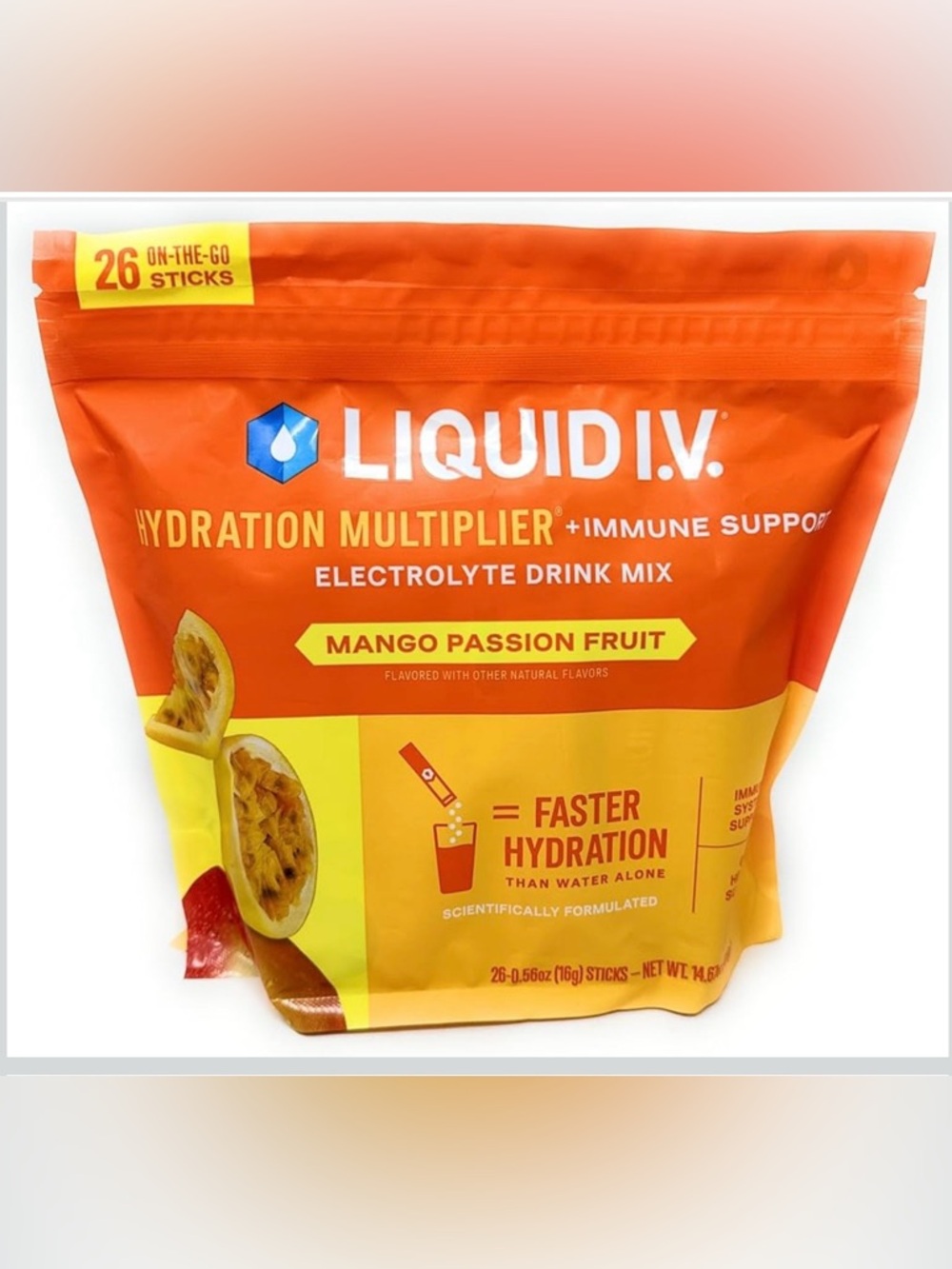 Liquid I.V. Hydration Multiplier Plus Immune Support, Mango Passionfruit (26 Ct)